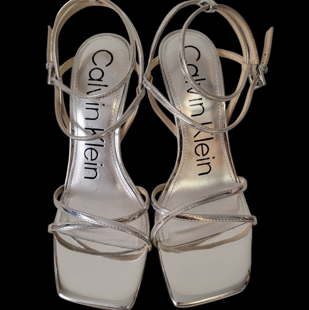 Calvin Klein Silver Women's Sandals Size 8. See Pics